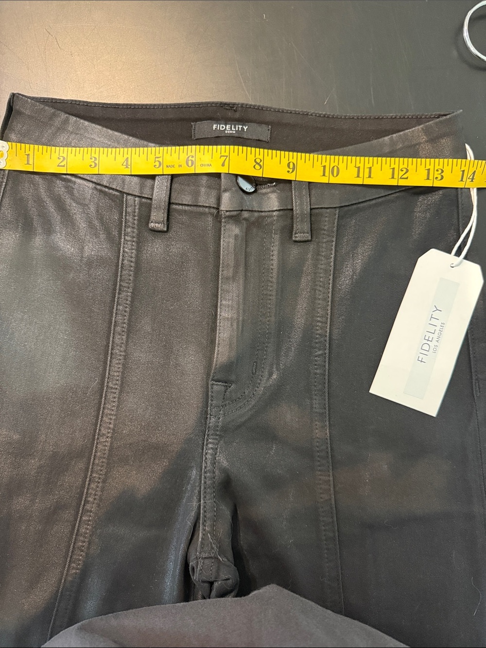 FIDELITY Harlow Black Coated Faux Leather Pants NWT SIZE 26 - Picture 6 of 10
